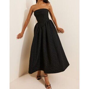 BHLDN Jacquard Strapless Midi Dress Womens 14 Enchanting Whimsygoth Formal